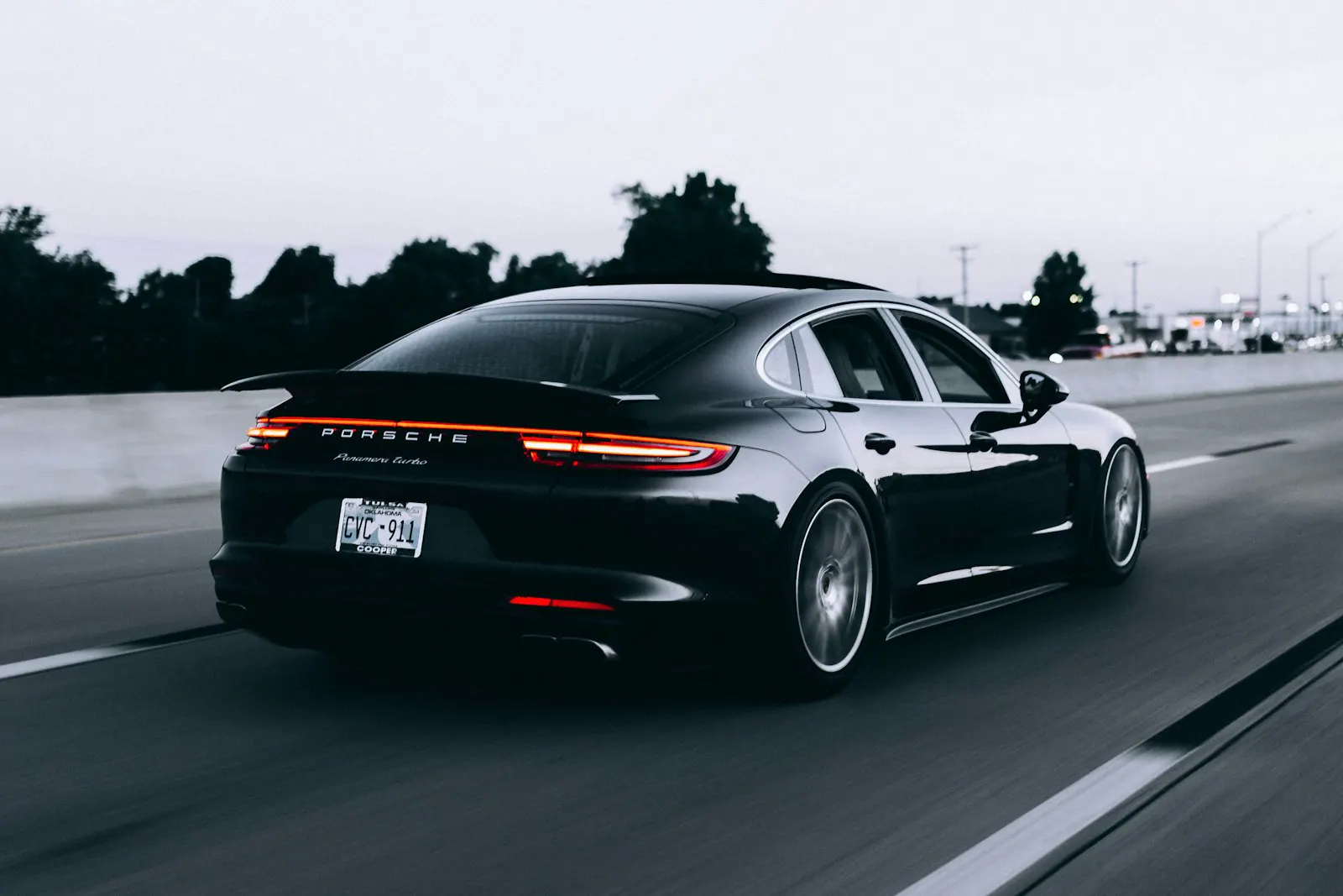 Car lighting on a dark road